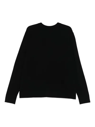 Calvin Klein V-neck Long Sleeve Ribbed Knit Sweater In Black