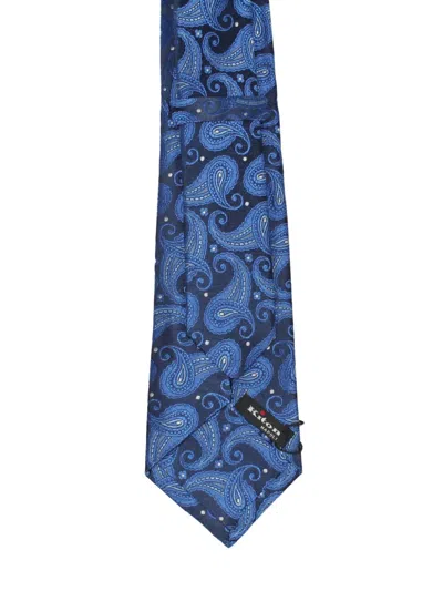 Kiton Paisley-pattern Silk Tie In Blue