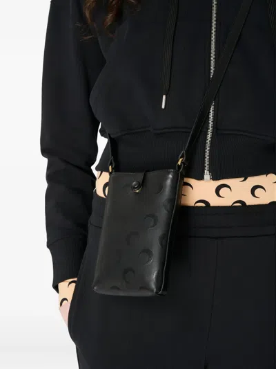 Marine Serre Moon Canvas Phone Holder In Black