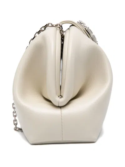 Amina Muaddi Camelia Embellished Clutch Bag In White