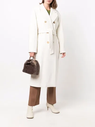 Max Mara Belted Double-breasted Coat In White