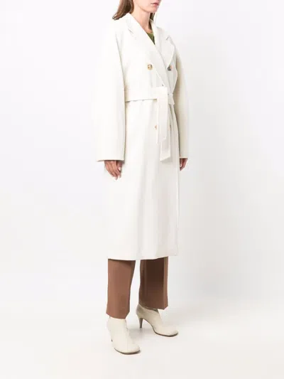 Max Mara Belted Double-breasted Coat In White