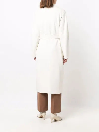 Max Mara Belted Double-breasted Coat In White