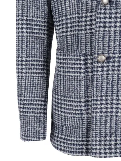 Brera Double-breasted Check Jacket In Blue