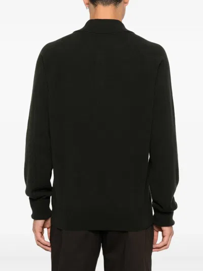 Paul Smith Fine Knit Long Sleeve Polo Sweater In Black