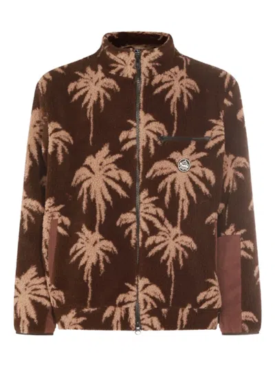 Mauna Kea Casual Jacket With Palm Tree Design In Brown
