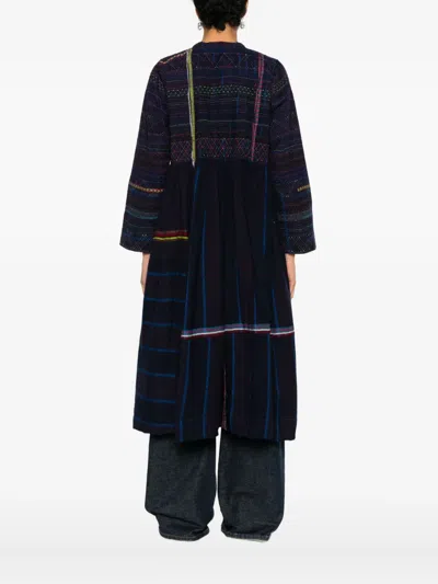 Injiri Striped-pattern Coat In Blue