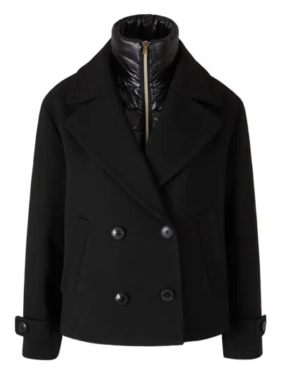 Herno Layered Peacoat In Black