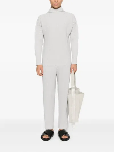 Issey Miyake Pleated Halterneck Top In Gray