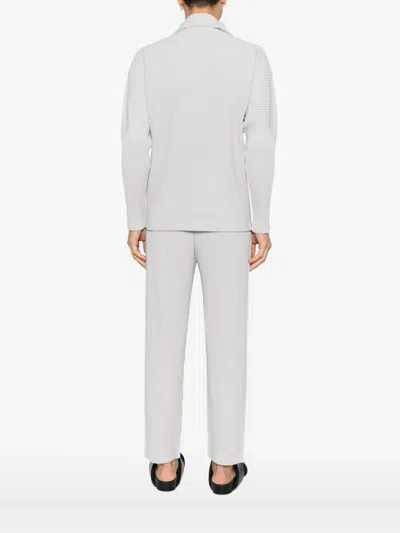 Issey Miyake Pleated Halterneck Top In Gray