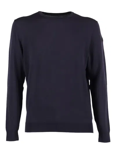 Rrd Fitted Round-neck Sweater With Smooth Texture In Blue