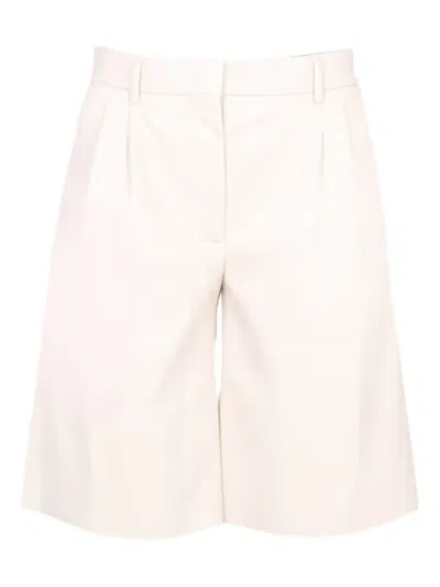 Msgm Faux Leather Bermuda Shorts In Neutral