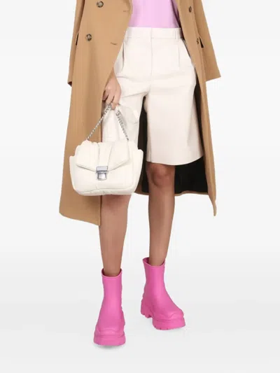 Msgm Faux Leather Bermuda Shorts In Neutral