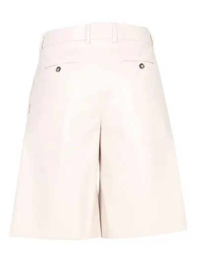 Msgm Faux Leather Bermuda Shorts In Neutral