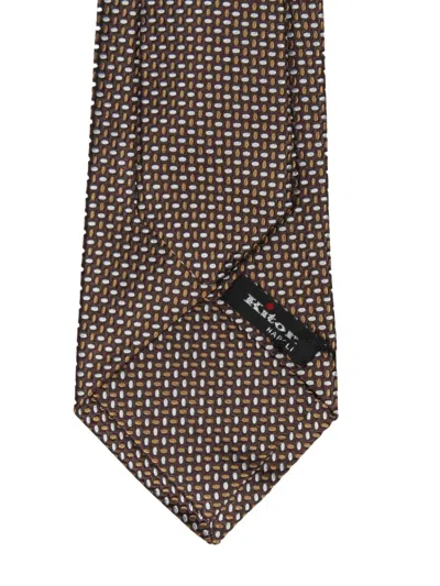Kiton Patterned Silk Tie In Gold