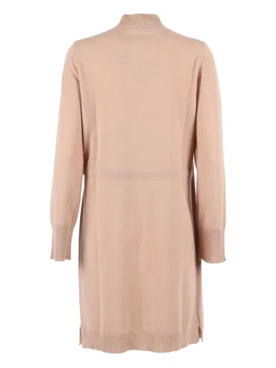 Kangra Cashmere Asymmetric Dress With Lace-up In Neutral