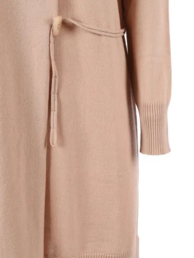 Kangra Cashmere Asymmetric Dress With Lace-up In Neutral