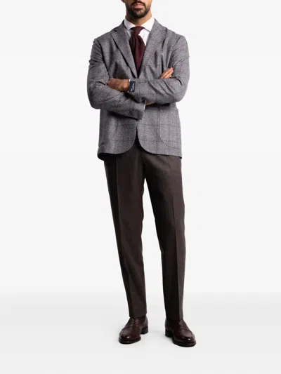 Barba Napoli Easy Checked Blazer In Gray