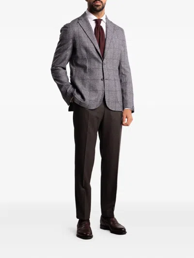 Barba Napoli Easy Checked Blazer In Gray