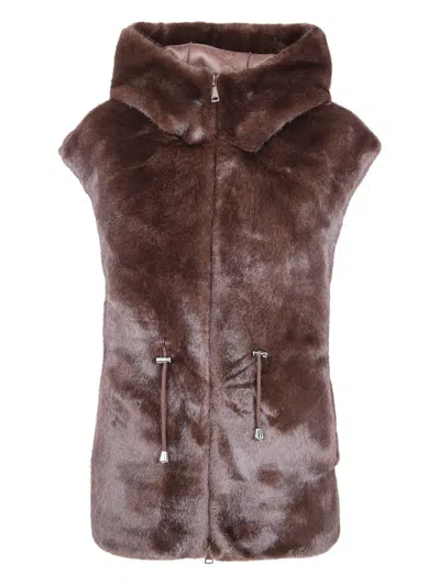 Betta Corradi Hooded Zip-up Jacket In Brown