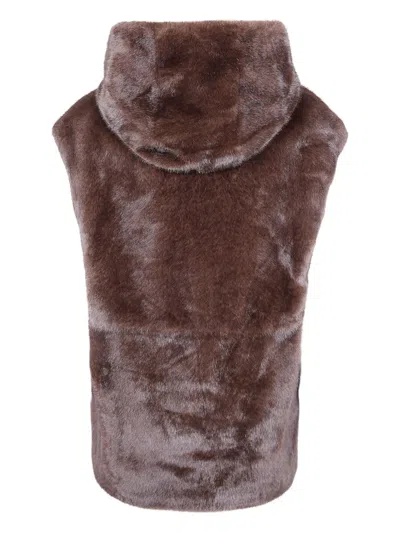 Betta Corradi Hooded Zip-up Jacket In Brown