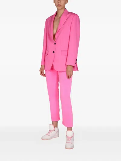 Msgm Single-breasted Jacket In Pink