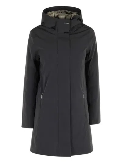 Rrd Wraparound-hood Down Coat In Black