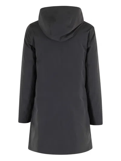 Rrd Wraparound-hood Down Coat In Black