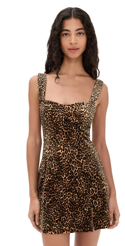 Good American Velvet Mini Dress Mini Lucky Leopard In Animal Print
