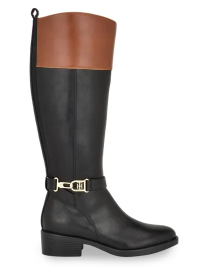 Tommy Hilfiger Women's Lonni Faux-leather Riding Boots In Black