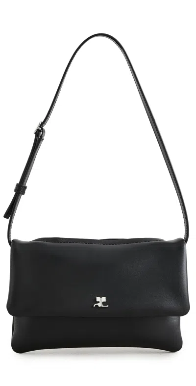 Courrèges Cuff Leather Mini Clutch Black In Black