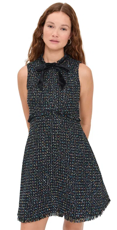 Shoshanna Alicia Bow-front Shimmer Tweed Mini Dress In Multi