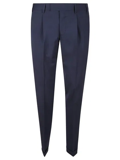 Pt Torino Tailored Blue Trousers With Sharp Creases In Black