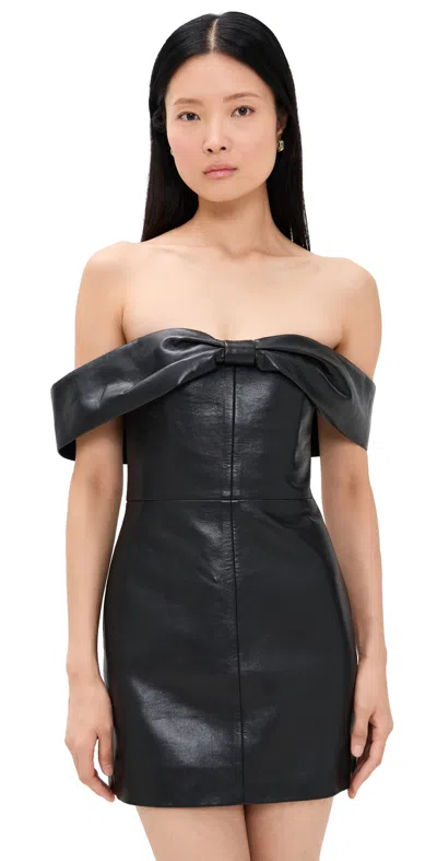 Anine Bing Colleen Mini Dress Recycled Leather In Black