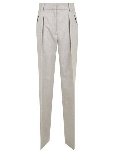 Antonelli Tailored High-waisted Trousers With Pleated Front And Textured Finish In White