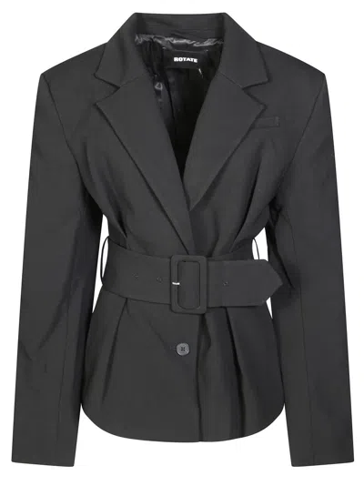 Rotate Birger Christensen Suiting Belted Blazer In Black