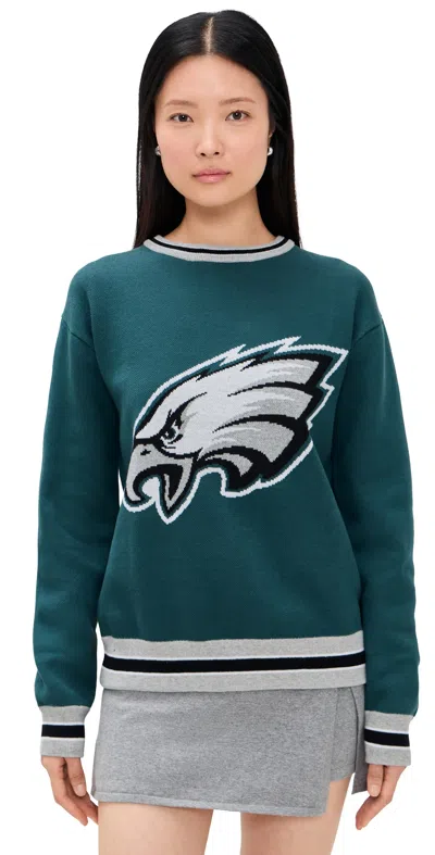 Terez Philadelphia Eagles Jacquard Crewneck Sweater In Green