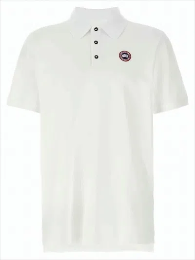 Canada Goose White Short-sleeve Polo Shirt With Traditional Collar In White