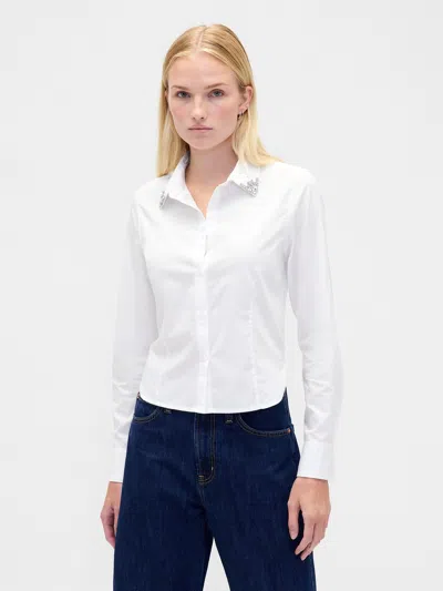 Gap Organic Cotton Fitted Crop Shirt In White