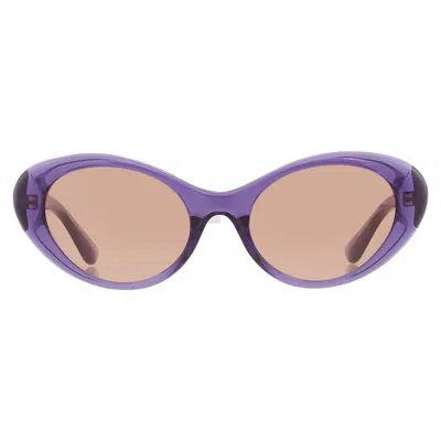 Versace Dark Brown Oval Ladies Sunglasses Ve4455u 5353/3 53 In Purple