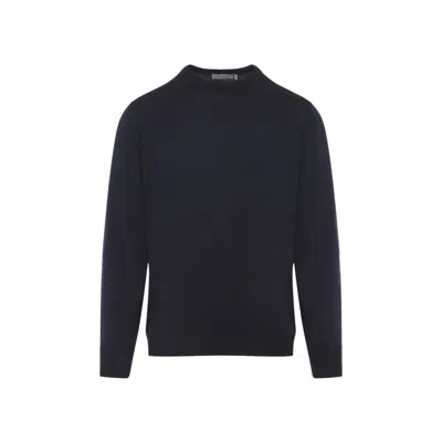 Canali Crew Neck Sweater In Virgin Wool In Black