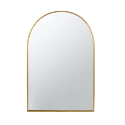 Hivvago Cod 36 Inch Wall Mounted Mirror, Wide Arched Design Gold Metal Frame In Gold