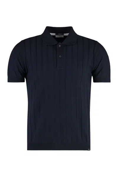 Paul & Shark Knitted Texture Short Sleeve Polo Shirt In Blue