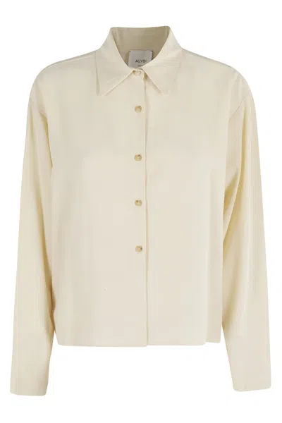 Alysi Butter Silk Shirt With Classic Collar And Boxy Silhouette In Multi