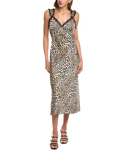 Astr The Label Lace Trim Satin Slip Dress In Brown