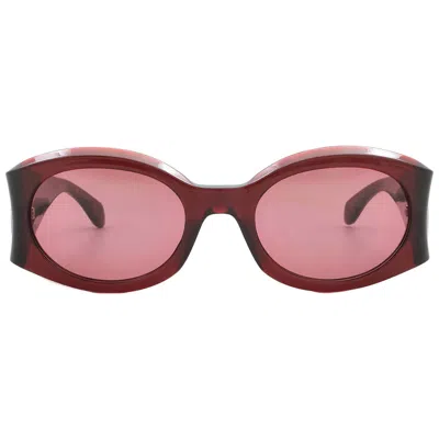 Ferragamo Burgundy Oval Ladies Sunglasses Sf2008s 612 55 In Brown