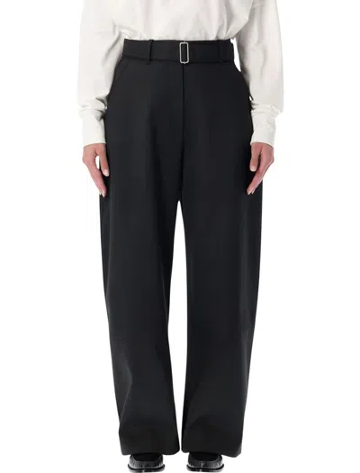 Studio Nicholson Doring Compact Viscose Pants With Belt In Black