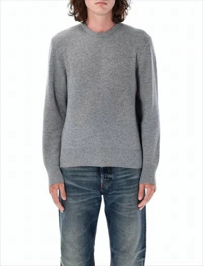 Thom Browne Textured Knit Sweater With Vertical Tricolor Stripe In White