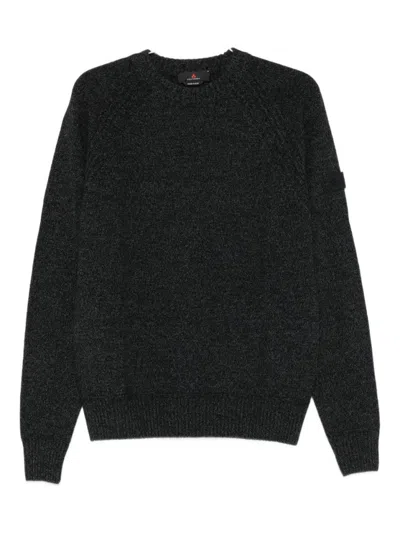 Peuterey Classic Black Sweater With Ribbed Cuffs In Black