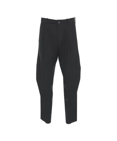 Nine In The Morning Pleated Mid-rise Trousers With Tailored Fit And Polished Finish In Black